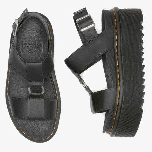 Dr. Martens Francis Black Leather Strap Platform Sandal - Picture 3 of 12